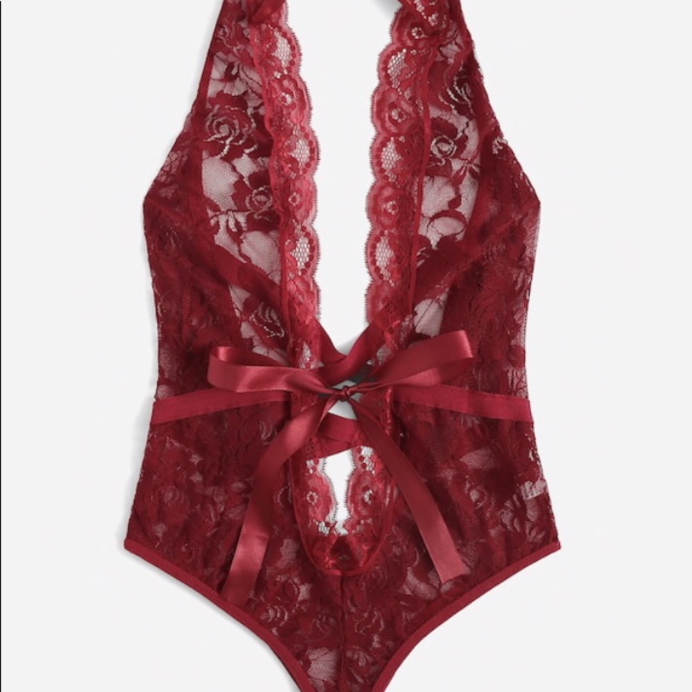 Women’s Sexy Burgundy Teddy Lingerie - Picture 3 of 5